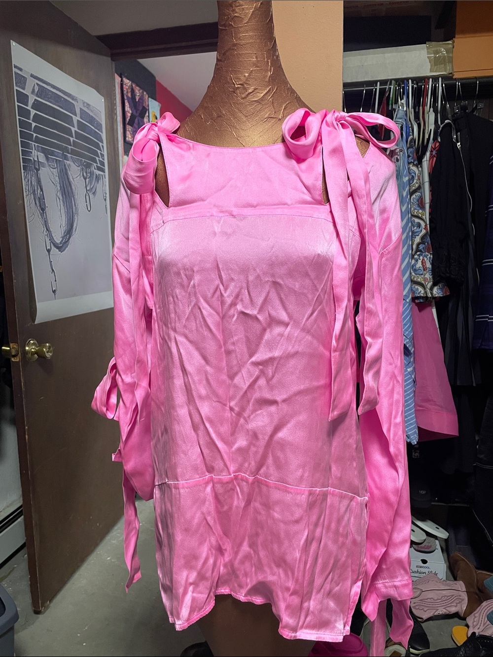 Vivienne Westwood Anglomania Bondage Bow Silk Blouse sz 42 nwt